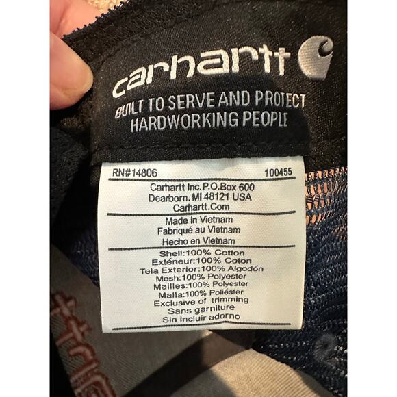 Carhartt Canvas & Mesh Adjustable Size Trucker Hat - New With Tags Rugged Style - Picture 4 of 4